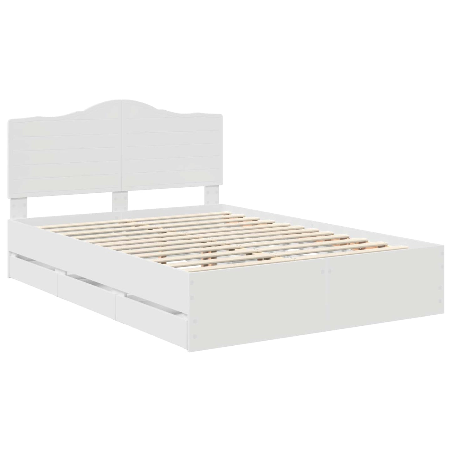 Bed Frame with Drawer White 160 x 200 cm Engineer Wood