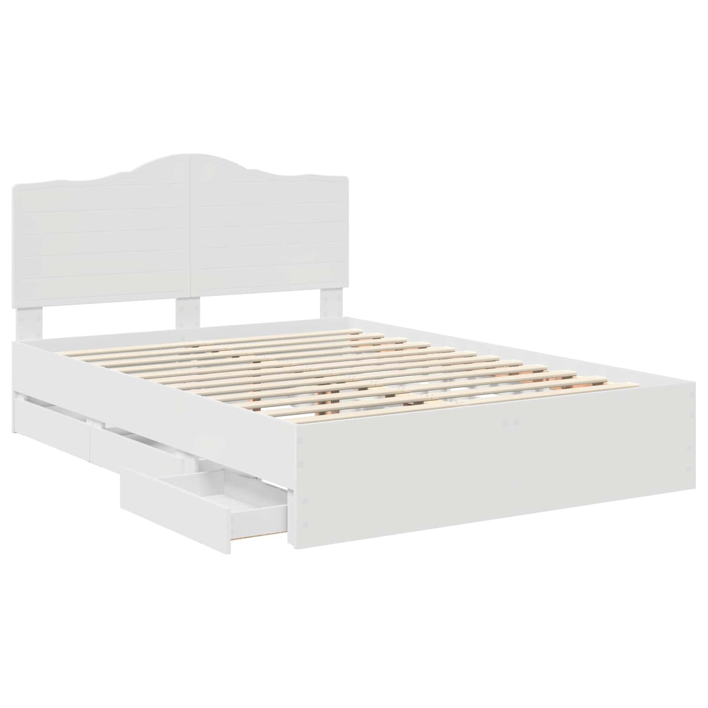Bed Frame with Drawer White 160 x 200 cm Engineer Wood