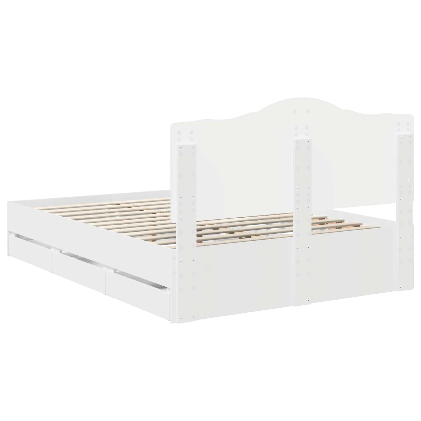 Bed Frame with Drawer White 160 x 200 cm Engineer Wood