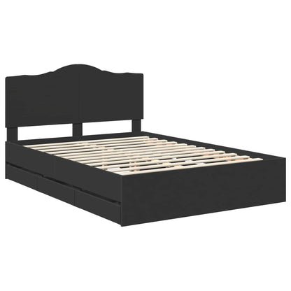Bed Frame with Drawer Black 160 x 200 cm Engineer Wood