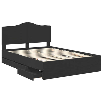 Bed Frame with Drawer Black 160 x 200 cm Engineer Wood