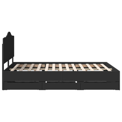 Bed Frame with Drawer Black 160 x 200 cm Engineer Wood