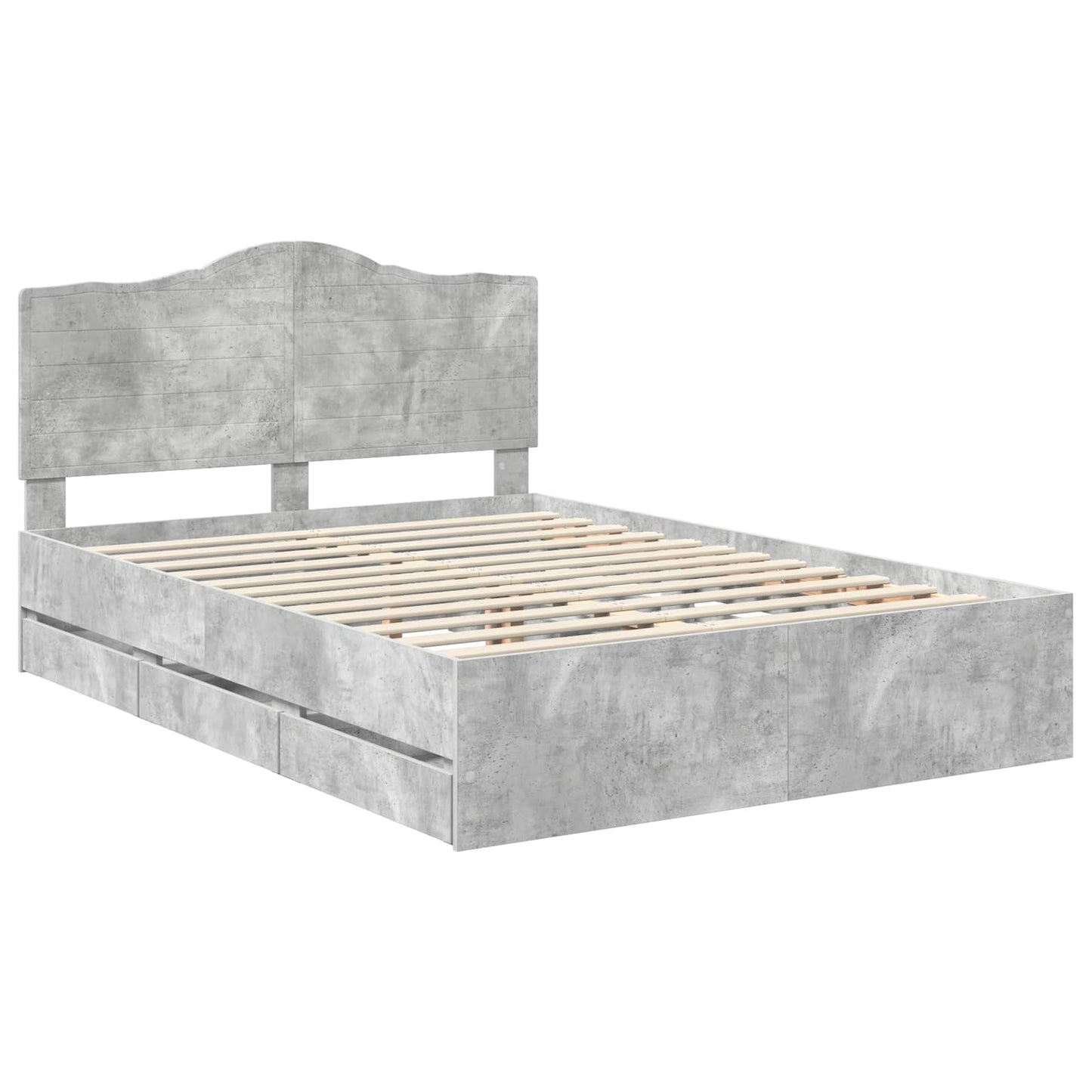 Bed Frame with Drawer Concrete Grey 160 x 200 cm Engineer Wood
