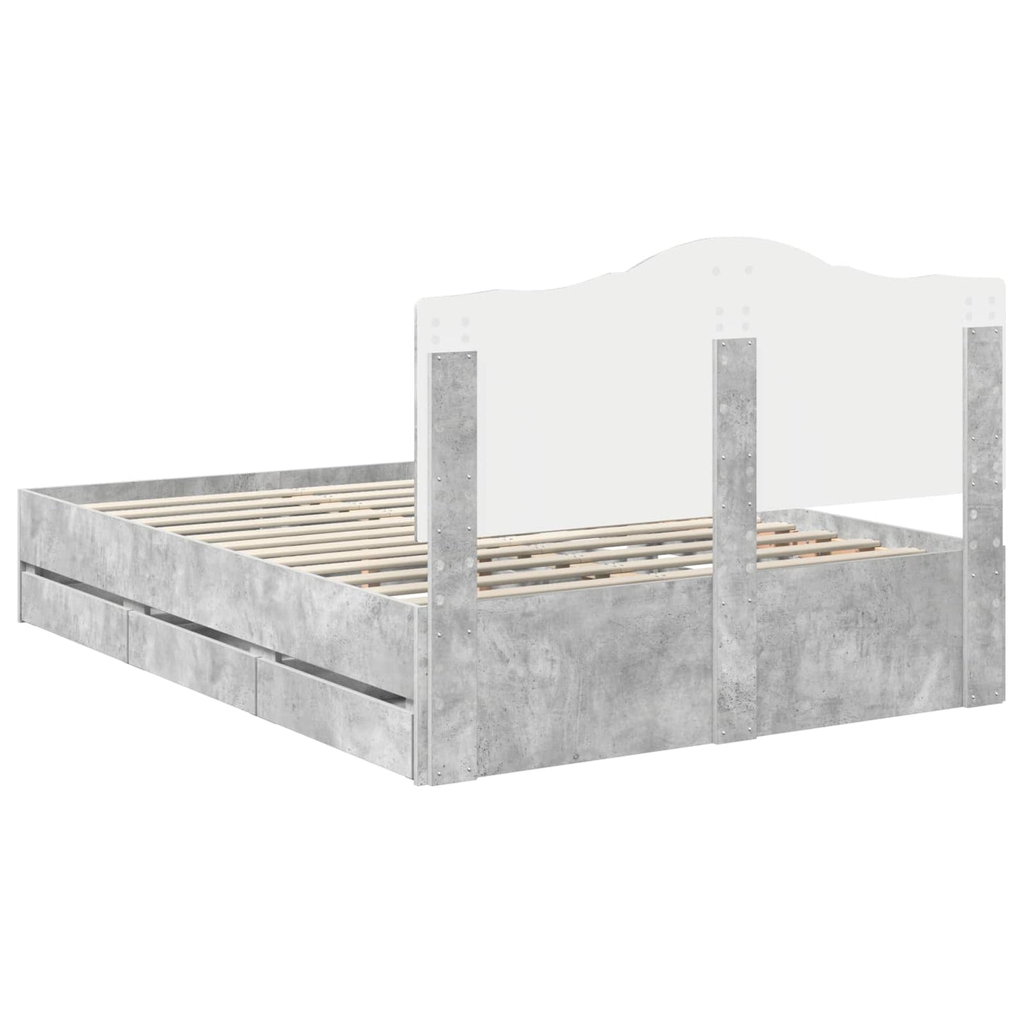 Bed Frame with Drawer Concrete Grey 160 x 200 cm Engineer Wood