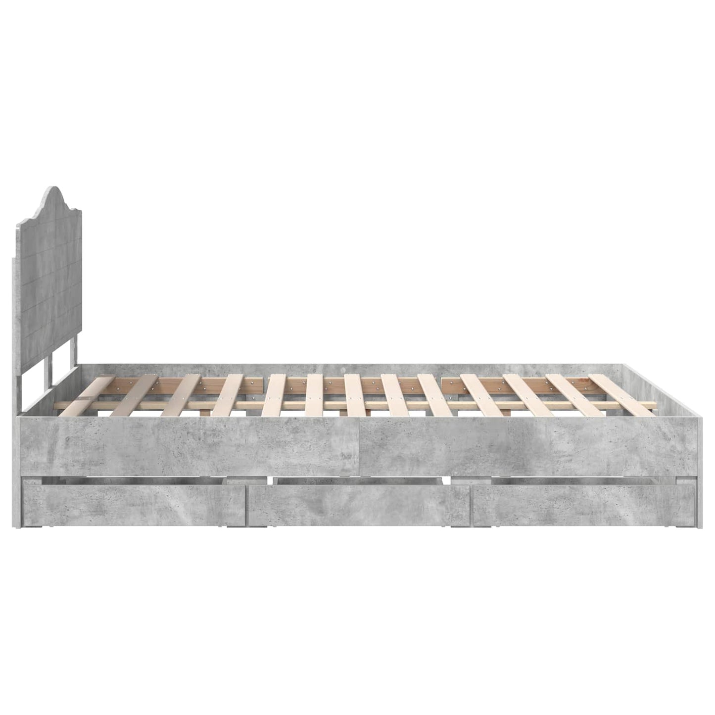 Bed Frame with Drawer Concrete Grey 160 x 200 cm Engineer Wood