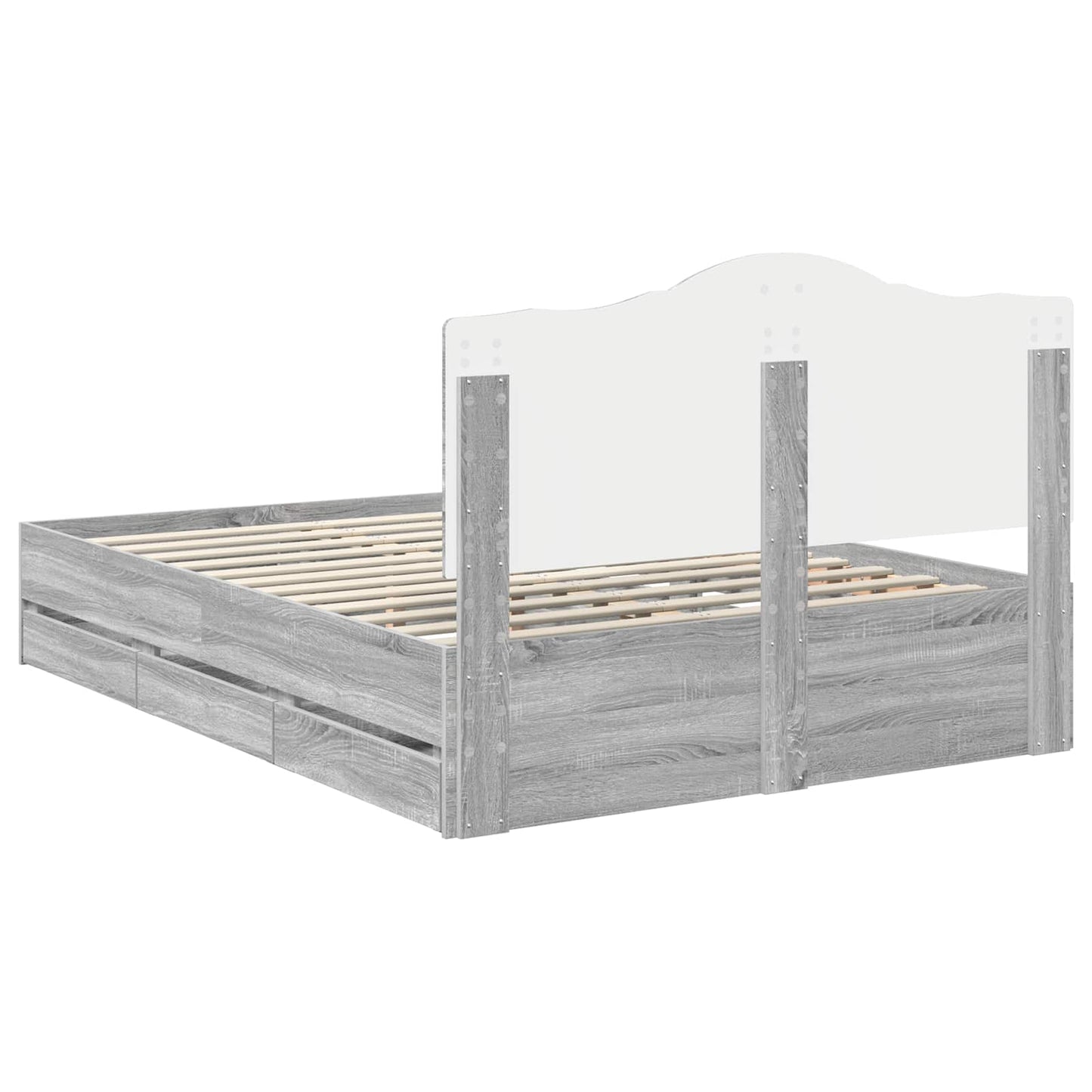 Bed Frame with Drawer Grey Sonoma 160 x 200 cm Engineer Wood