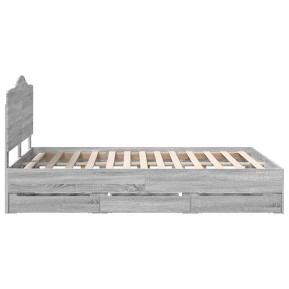 Bed Frame with Drawer Grey Sonoma 160 x 200 cm Engineer Wood