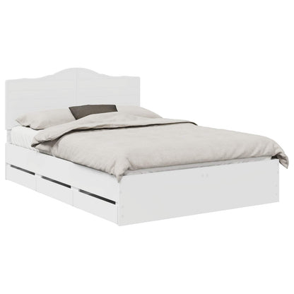 Bed Frame with Drawer White 150 x 200 cm Engineer Wood