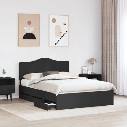 Bed Frame with Drawer Black 150 x 200 cm Engineer Wood