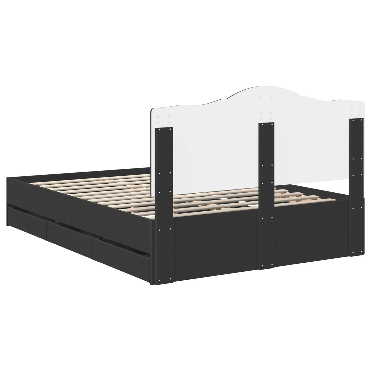 Bed Frame with Drawer Black 150 x 200 cm Engineer Wood