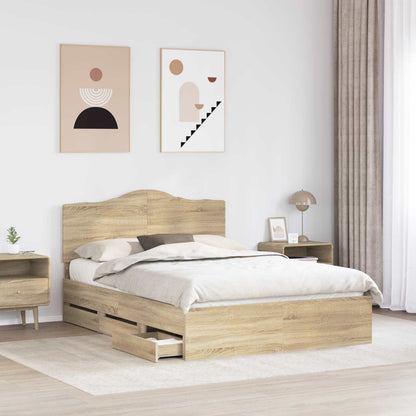 Bed Frame with Drawer Sonoma Oak 150 x 200 cm Engineer Wood