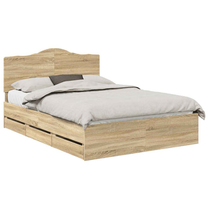 Bed Frame with Drawer Sonoma Oak 150 x 200 cm Engineer Wood