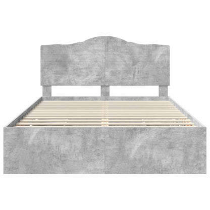 Bed Frame with Drawer Concrete Grey 150 x 200 cm Engineer Wood