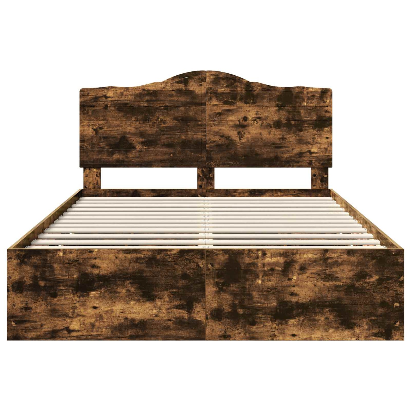 Bed Frame with Drawer Smoked Oak 150 x 200 cm Engineer Wood