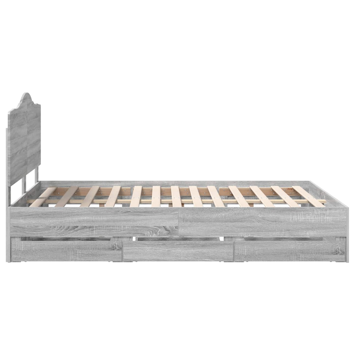 Bed Frame with Drawer Grey Sonoma 150 x 200 cm Engineer Wood