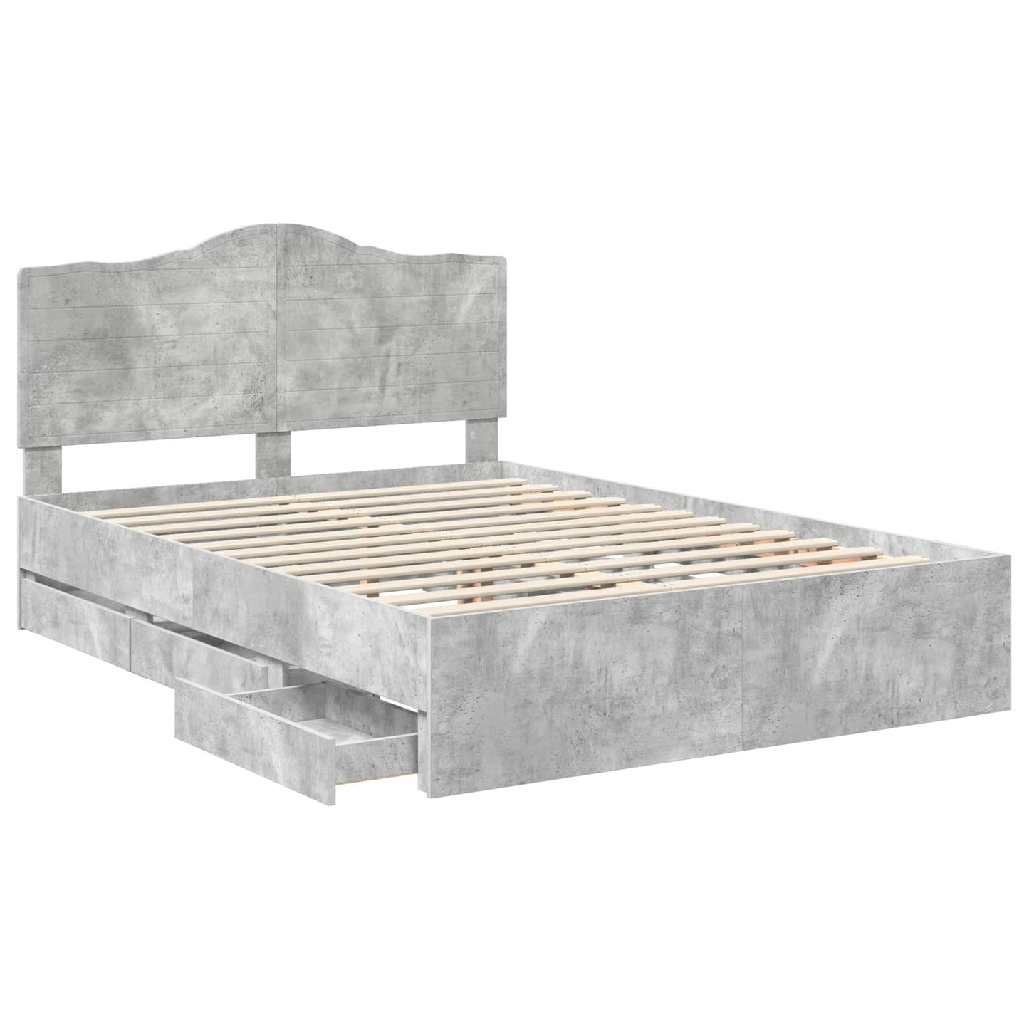 Bed Frame with Drawer Concrete Grey 140 x 200 cm Engineer Wood