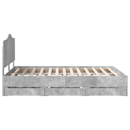 Bed Frame with Drawer Concrete Grey 140 x 200 cm Engineer Wood