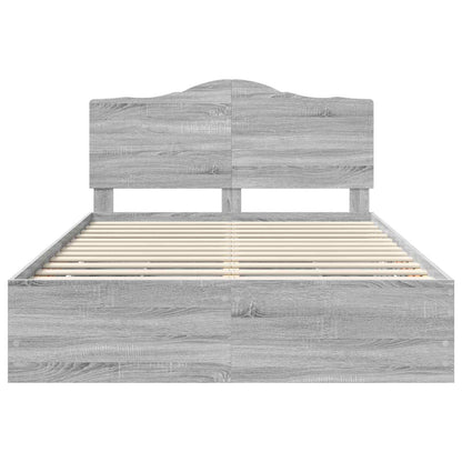 Bed Frame with Drawer Grey Sonoma 140 x 200 cm Engineer Wood