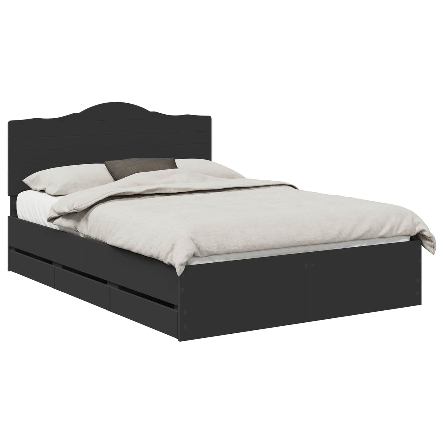 Bed Frame with Drawer Black 140 x 190 cm Engineer Wood