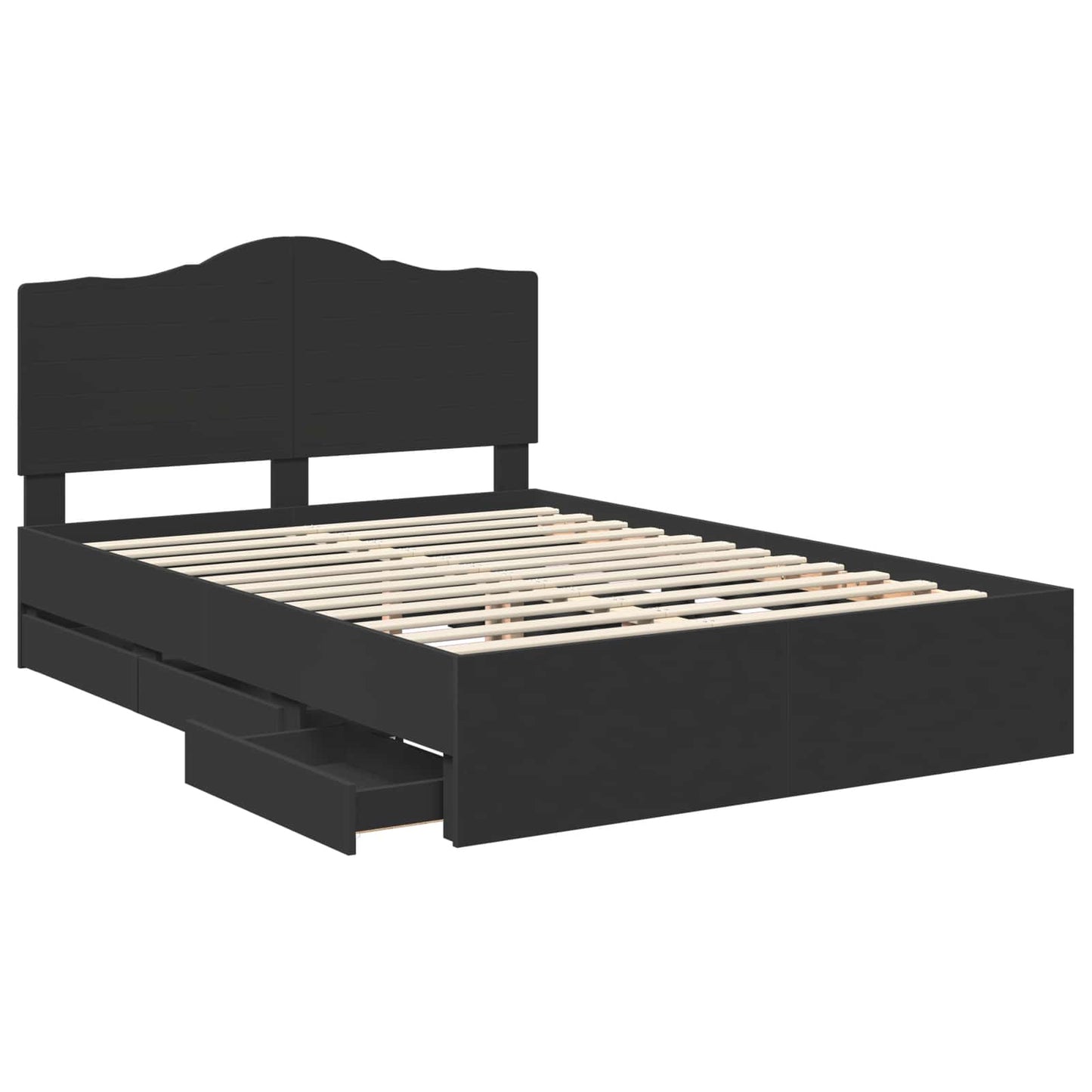 Bed Frame with Drawer Black 140 x 190 cm Engineer Wood