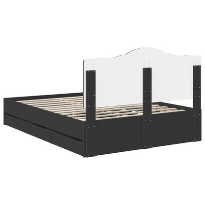 Bed Frame with Drawer Black 140 x 190 cm Engineer Wood