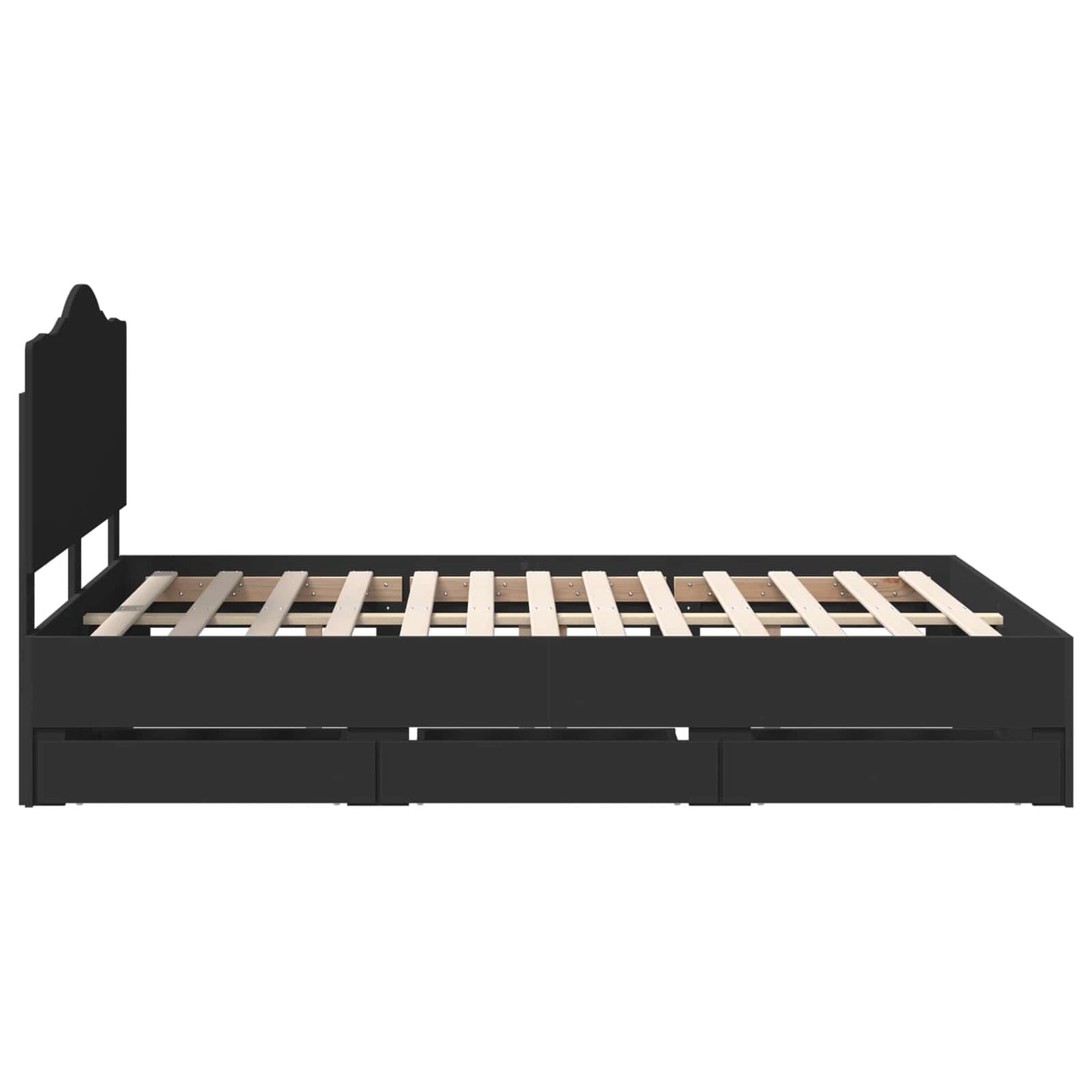 Bed Frame with Drawer Black 140 x 190 cm Engineer Wood