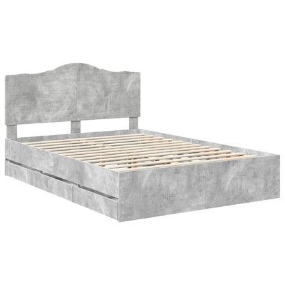 Bed Frame with Drawer Concrete Grey 140 x 190 cm Engineer Wood