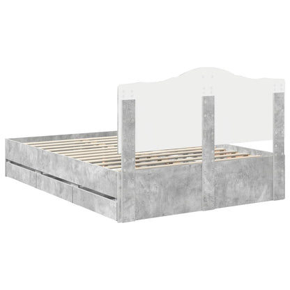 Bed Frame with Drawer Concrete Grey 140 x 190 cm Engineer Wood