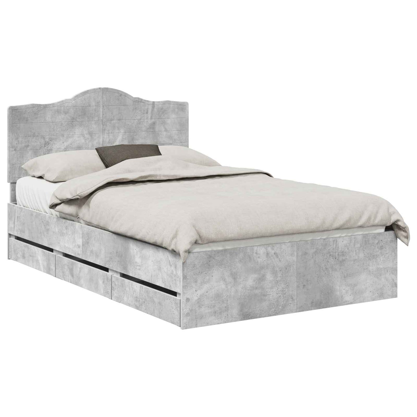 Bed Frame with Drawer Concrete Grey 135 x 190 cm Engineer Wood