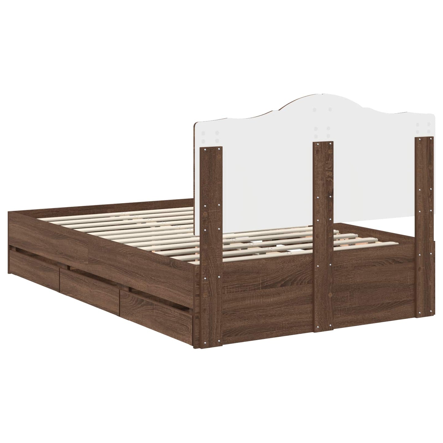 Bed Frame with Drawer Brown Oak 135 x 190 cm Engineer Wood