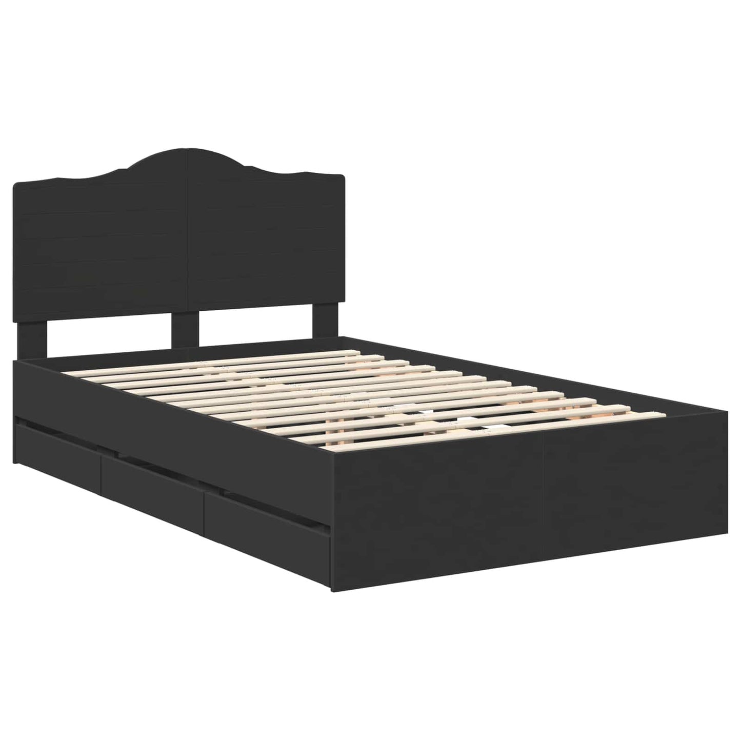 Bed Frame with Drawer Black 120 x 190 cm Engineer Wood