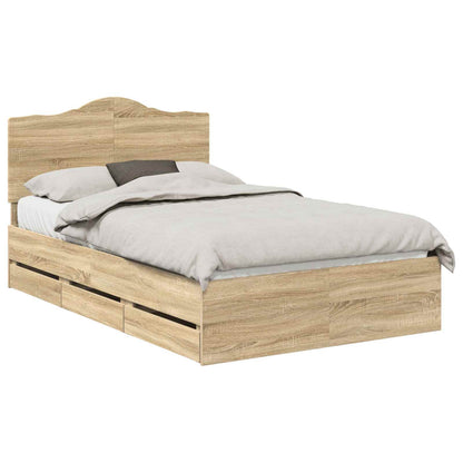 Bed Frame with Drawer Sonoma Oak 120 x 190 cm Engineer Wood