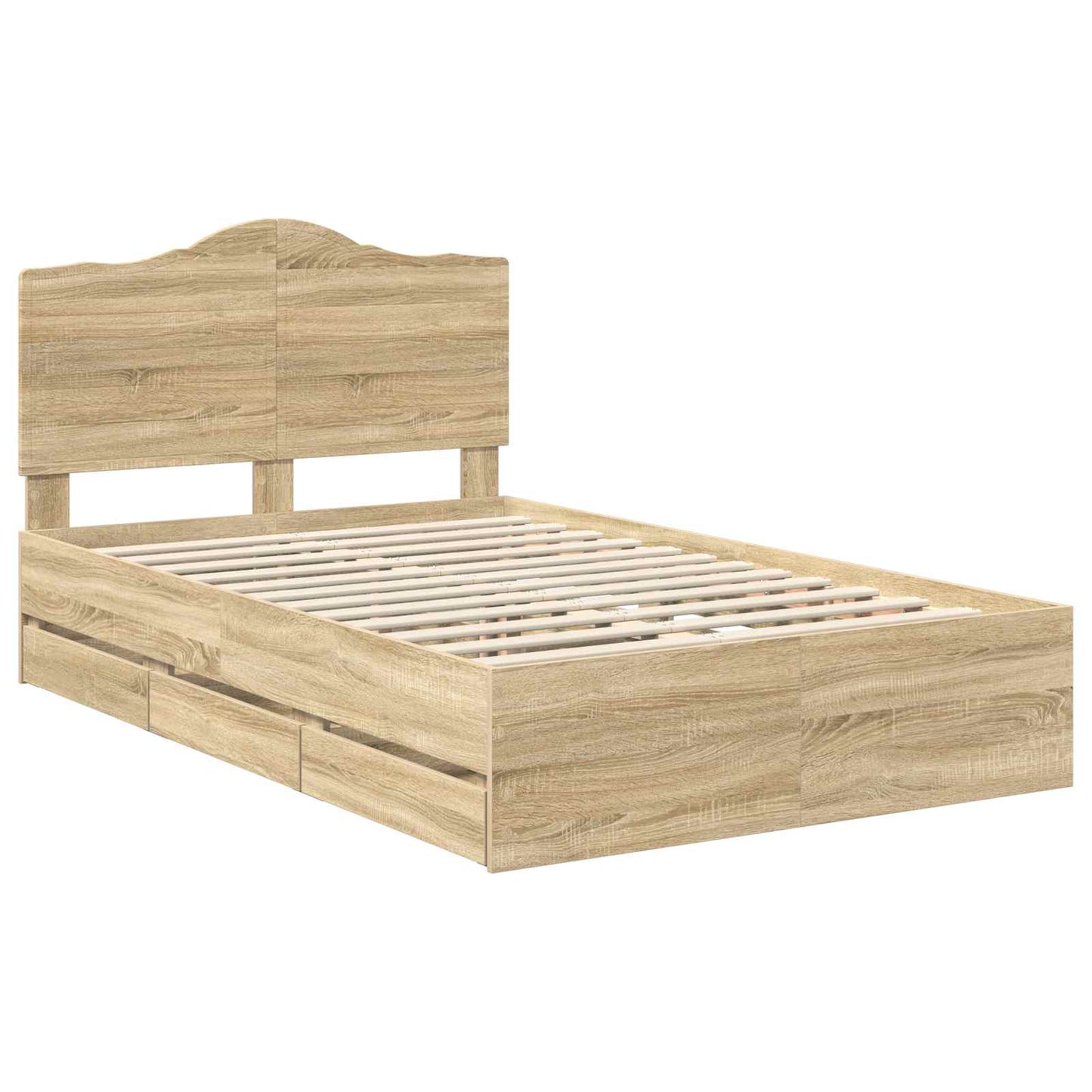 Bed Frame with Drawer Sonoma Oak 120 x 190 cm Engineer Wood