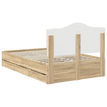 Bed Frame with Drawer Sonoma Oak 120 x 190 cm Engineer Wood