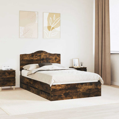 Bed Frame with Drawer Smoked Oak 120 x 190 cm Engineer Wood