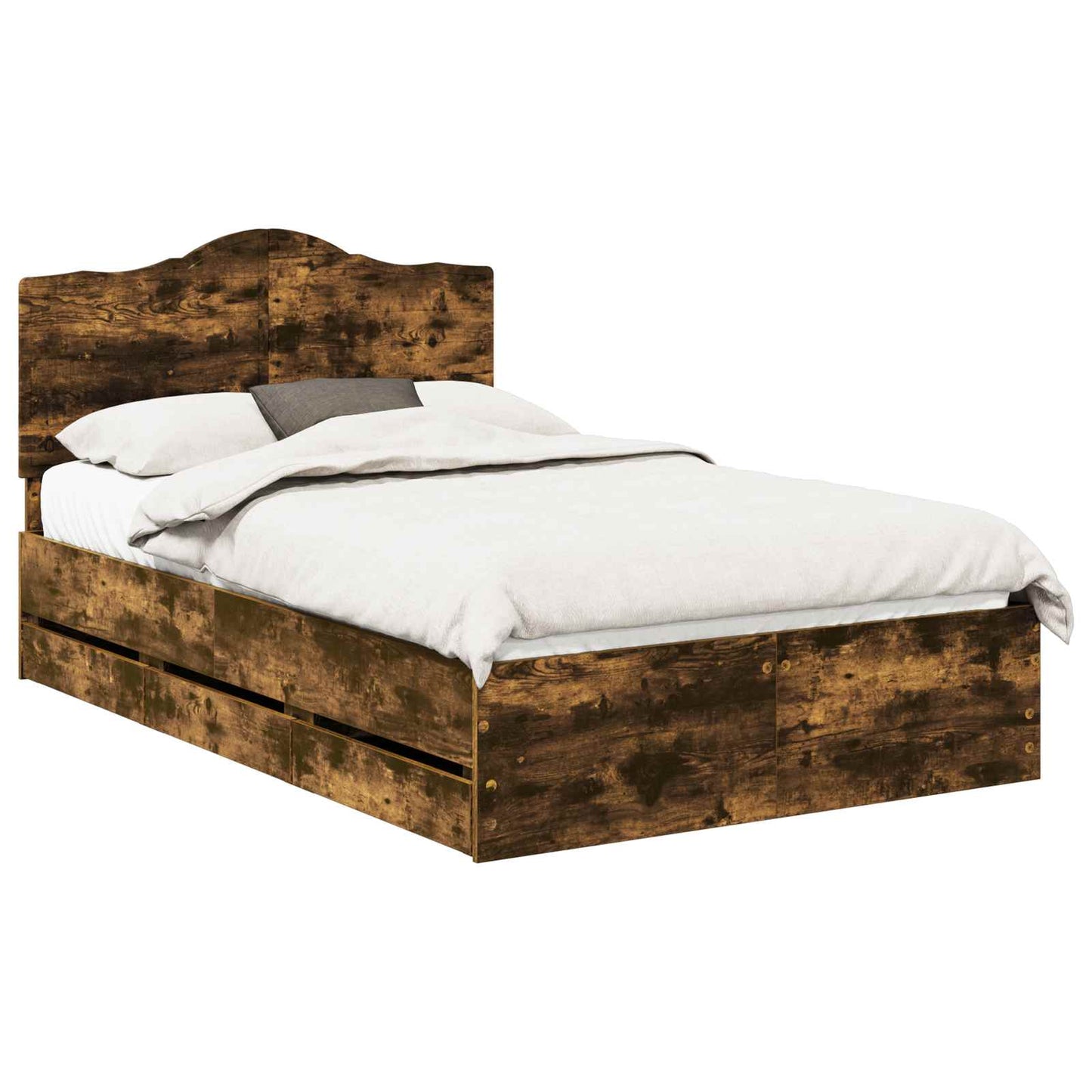 Bed Frame with Drawer Smoked Oak 120 x 190 cm Engineer Wood