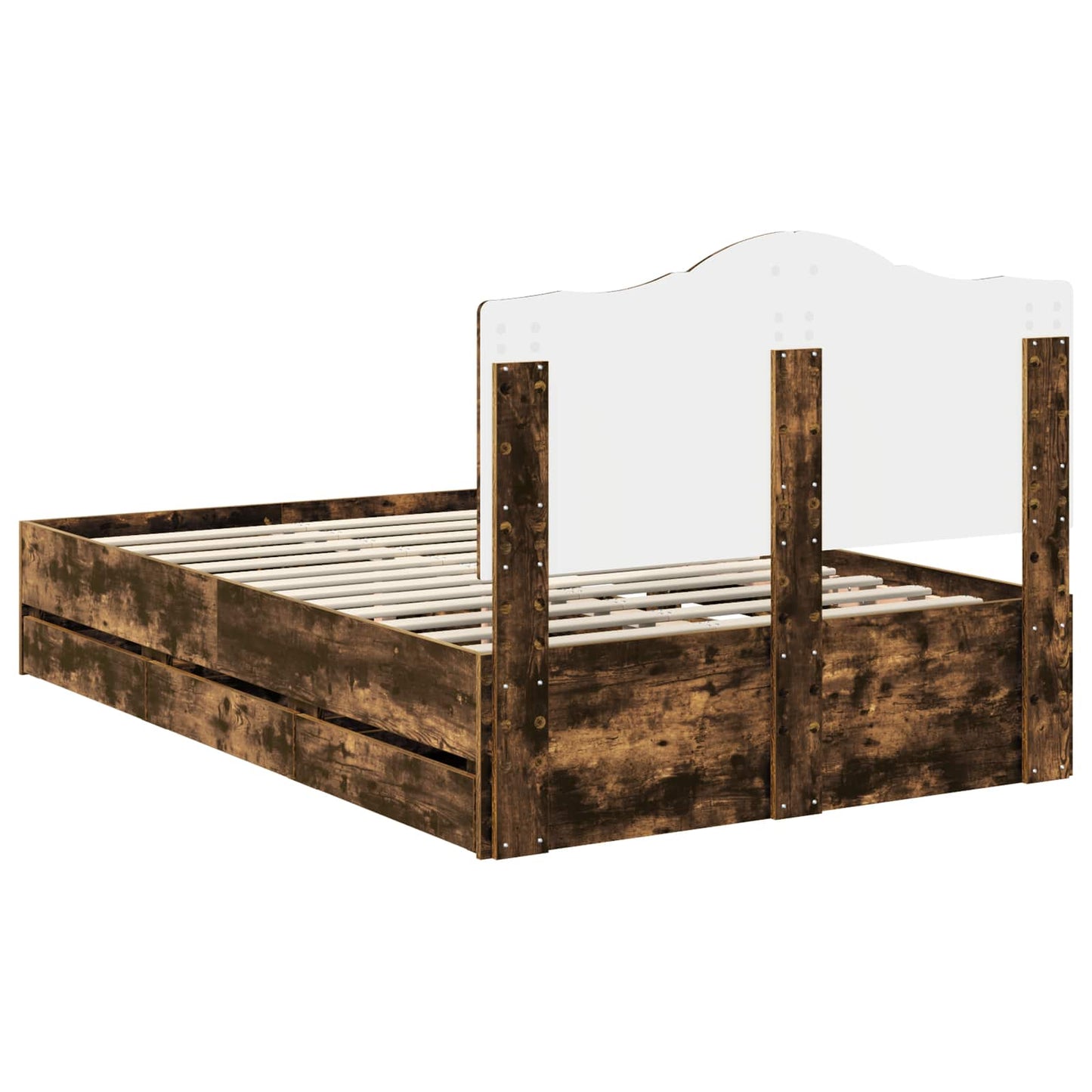 Bed Frame with Drawer Smoked Oak 120 x 190 cm Engineer Wood