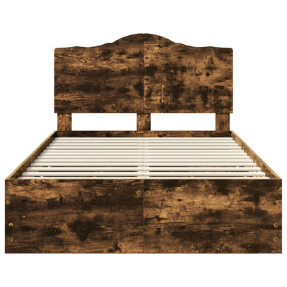 Bed Frame with Drawer Smoked Oak 120 x 190 cm Engineer Wood