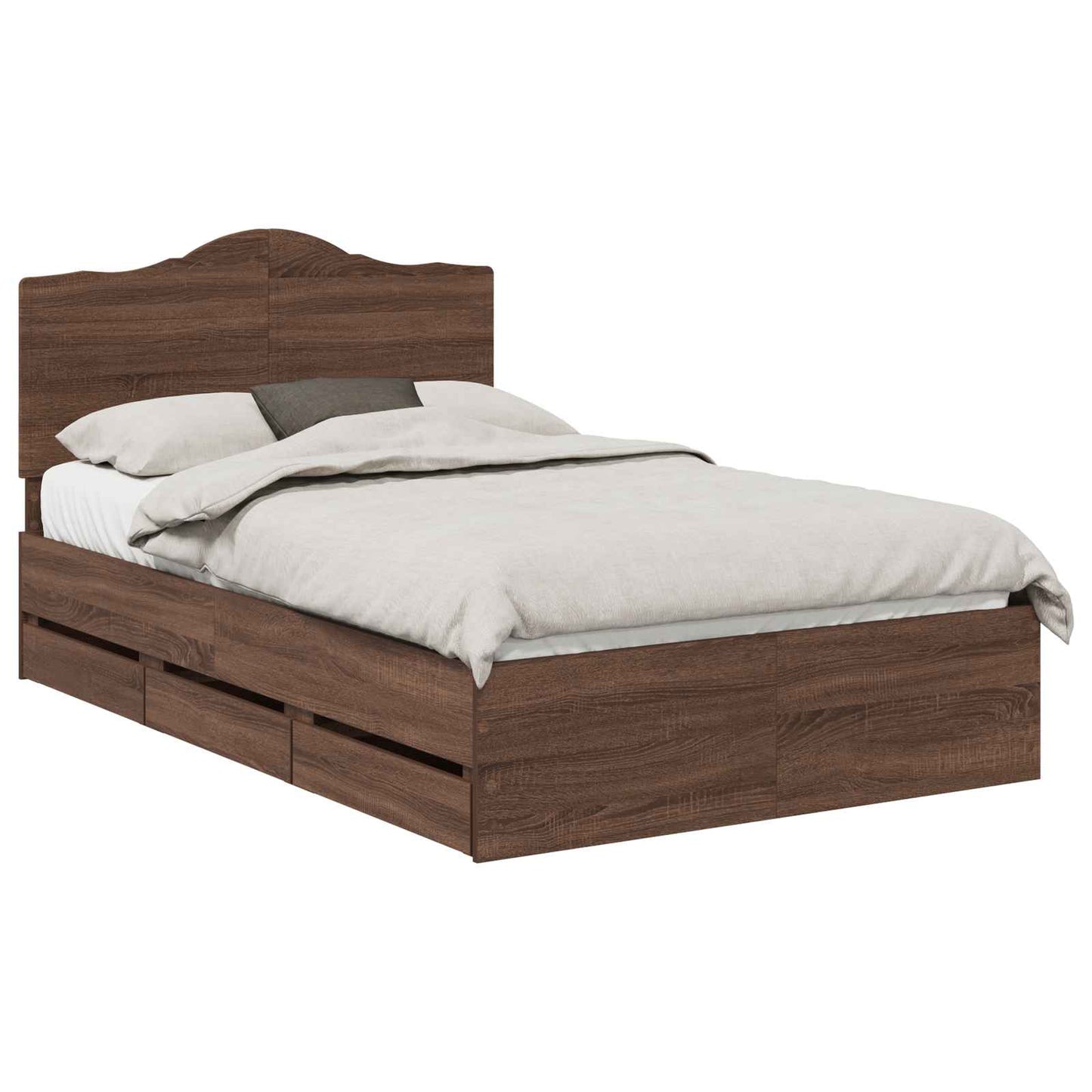 Bed Frame with Drawer Brown Oak 120 x 190 cm Engineer Wood