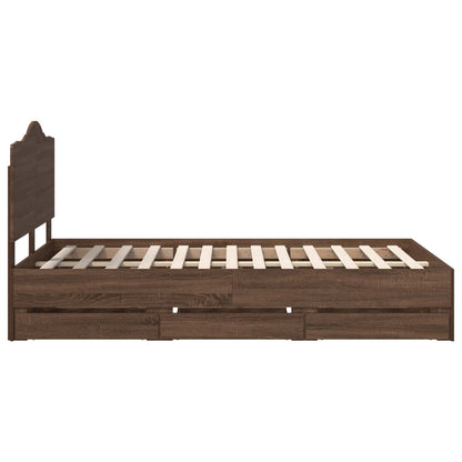 Bed Frame with Drawer Brown Oak 120 x 190 cm Engineer Wood