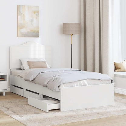 Bed Frame with Drawer White 100 x 200 cm Engineer Wood