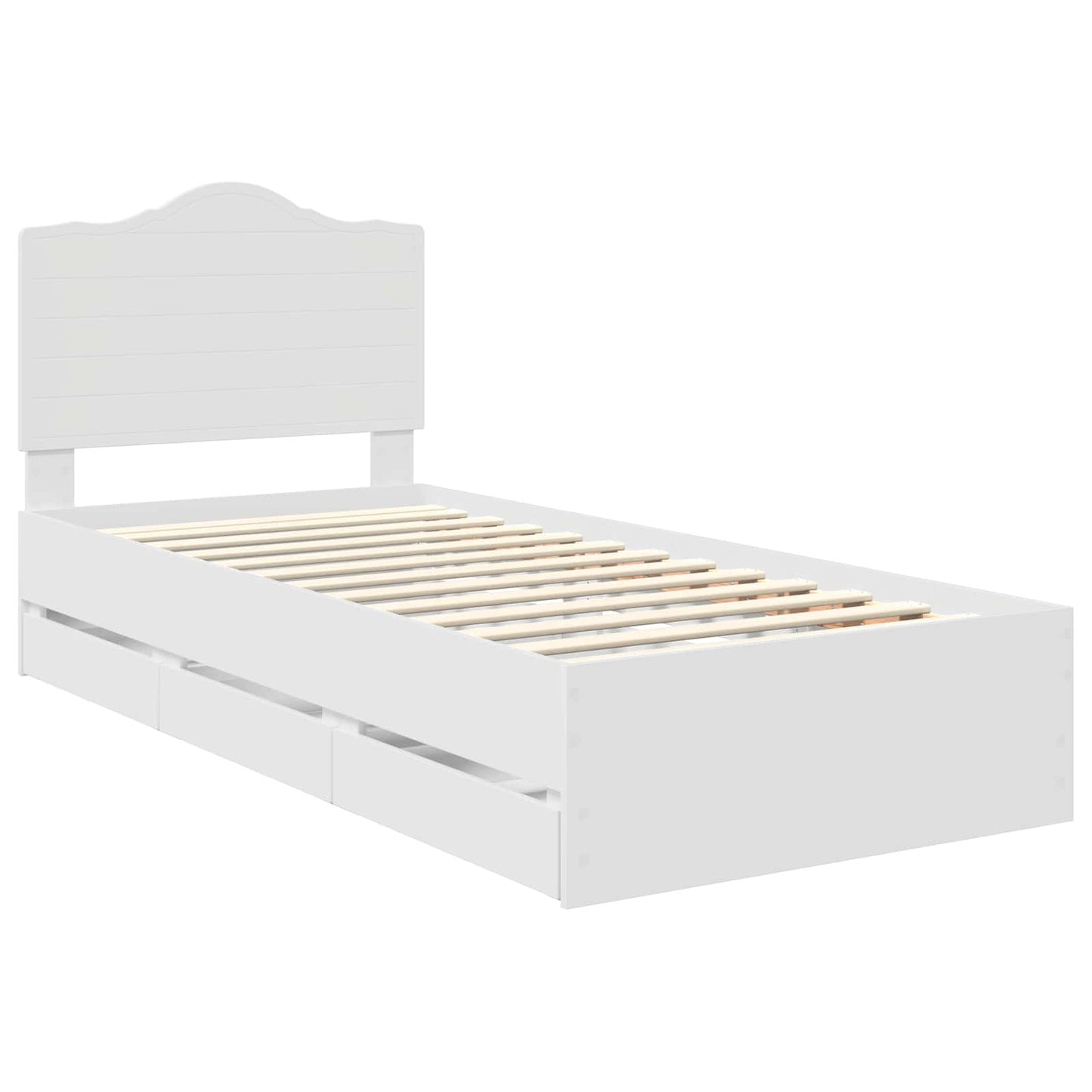 Bed Frame with Drawer White 100 x 200 cm Engineer Wood