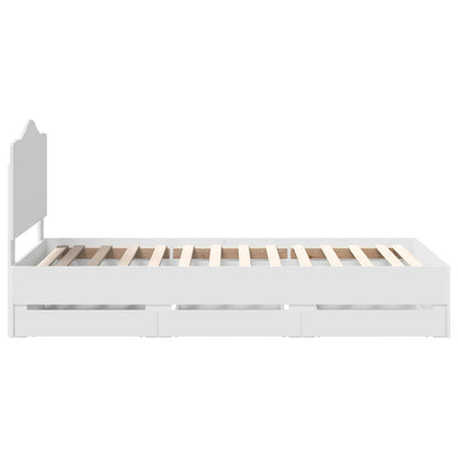Bed Frame with Drawer White 100 x 200 cm Engineer Wood