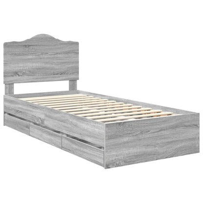 Bed Frame with Drawer Grey Sonoma 100 x 200 cm Engineer Wood