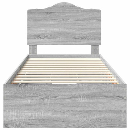 Bed Frame with Drawer Grey Sonoma 100 x 200 cm Engineer Wood