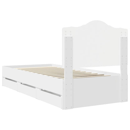 Bed Frame with Drawer White 90 x 200 cm Engineer Wood