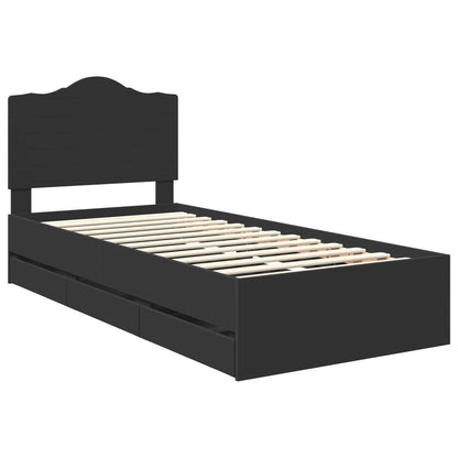 Bed Frame with Drawer Black 90 x 200 cm Engineer Wood