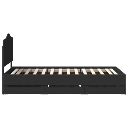 Bed Frame with Drawer Black 90 x 200 cm Engineer Wood