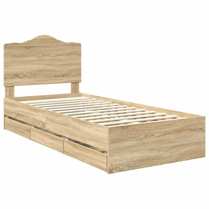 Bed Frame with Drawer Sonoma Oak 90 x 200 cm Engineer Wood