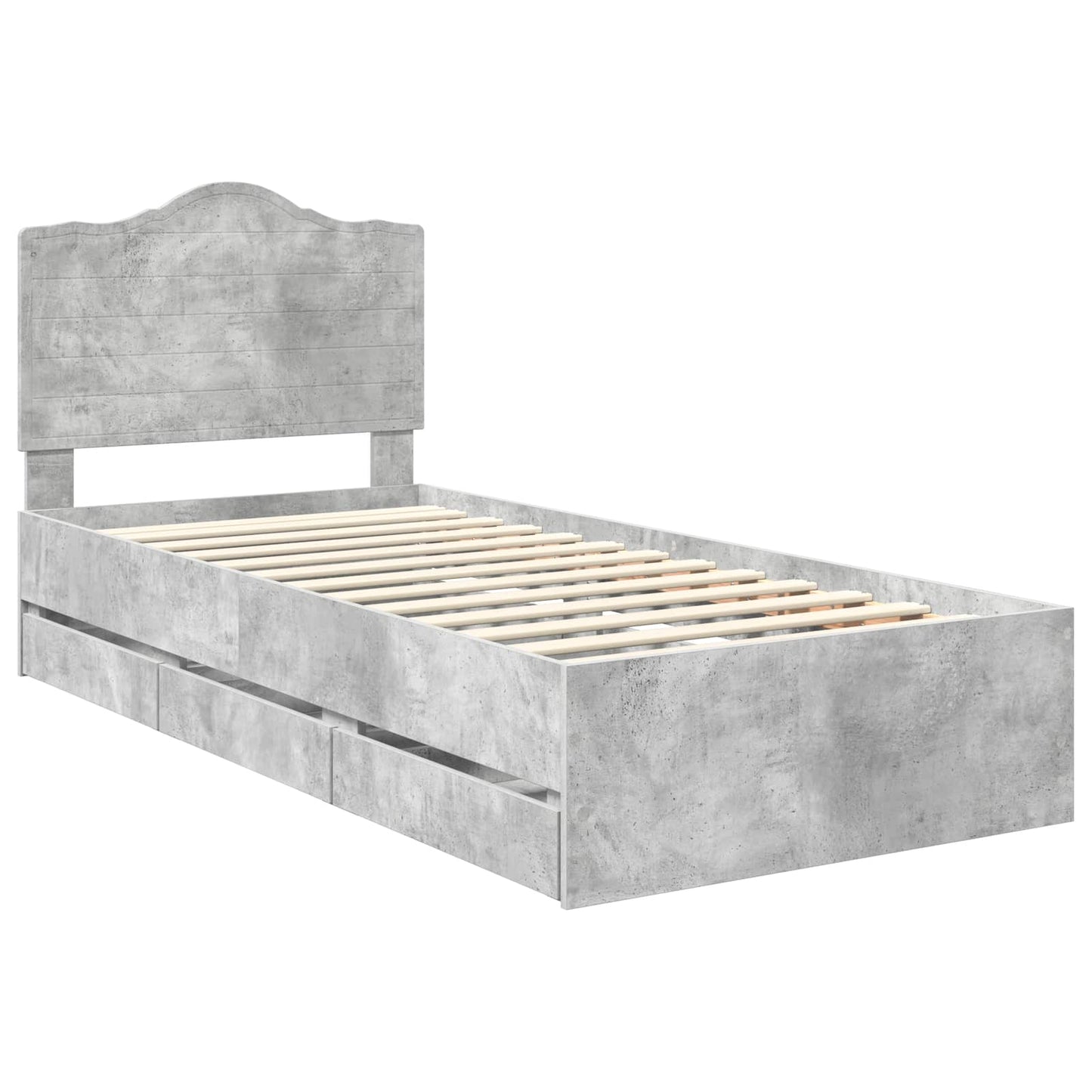 Bed Frame with Drawer Concrete Grey 90 x 200 cm Engineer Wood